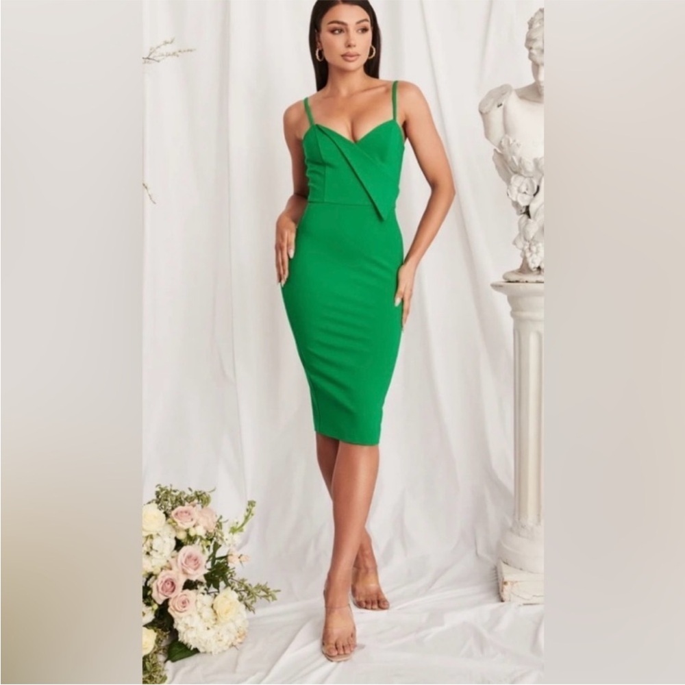 Lavish Alice Green Midi Bodycon Dress